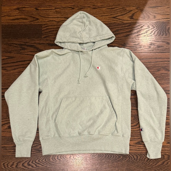 Vintage Champion Washed Mint Hoodie Sweatshirt - Picture 2 of 7